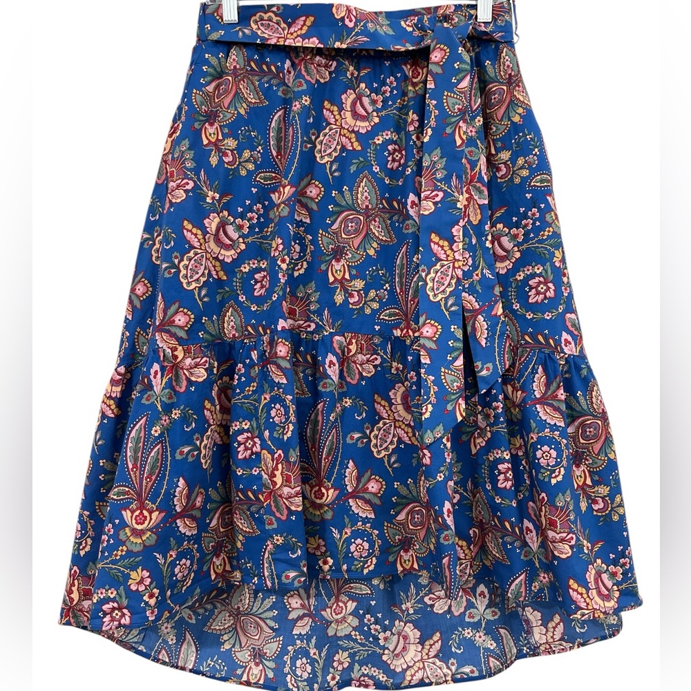 J. Crew Liberty Paisley Floral Cotton High-Low Skirt | Size 4